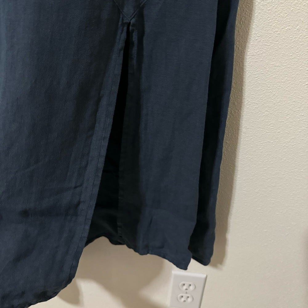 Flou Hemp Flax Asymmetric Hem Maxi Slip Dress Blue Adjustable Strap Fairy-S - Picture 5 of 8